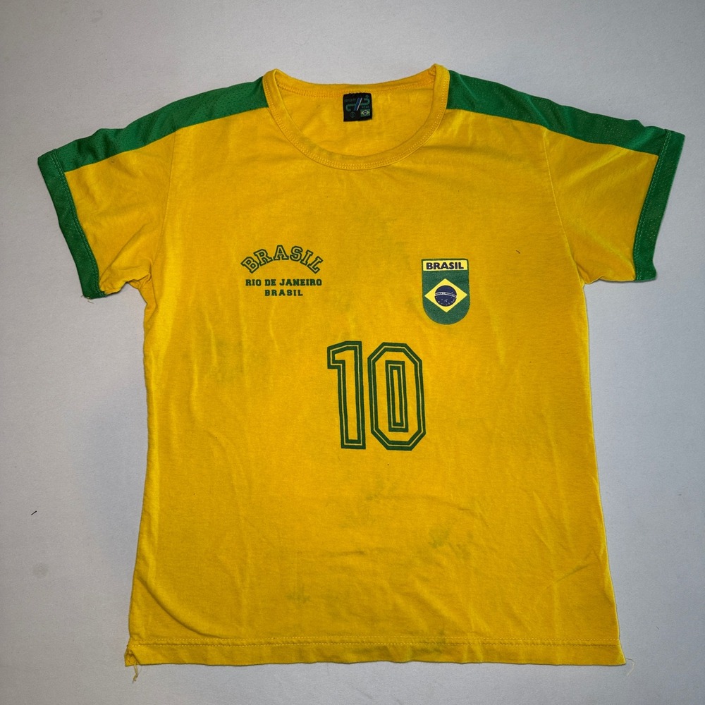 Brasil Soccer Jersey T Shirt Rio de Janeiro 10 Yellow Green Esporte Wear G Small